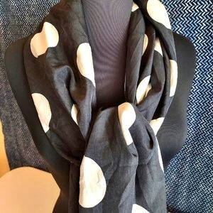 100% polyester polka-dot scarf,  black and white